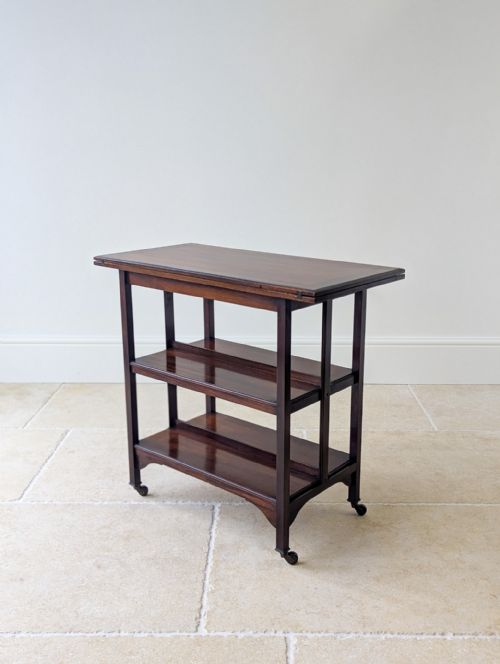 ANTIQUE MAHOGANY CARD TABLE WITH BOOKSHELF BASE C1920 - ADDITIONAL PHOTO 16