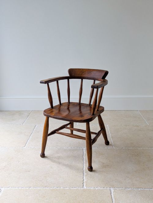 ARTS CRAFTS STYLE ELM AND BEECH DESK CHAIR 1940S