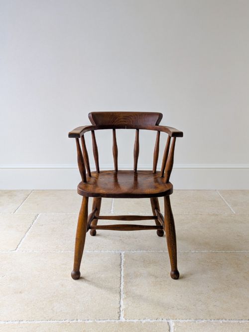 ARTS CRAFTS STYLE ELM AND BEECH DESK CHAIR 1940S - ADDITIONAL PHOTO 1