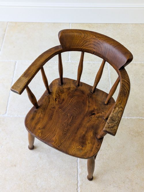 ARTS CRAFTS STYLE ELM AND BEECH DESK CHAIR 1940S - ADDITIONAL PHOTO 2