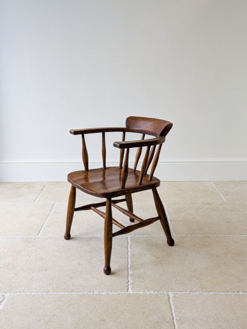 ARTS CRAFTS STYLE ELM AND BEECH DESK CHAIR 1940S - ADDITIONAL PHOTO 3