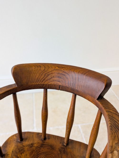 ARTS CRAFTS STYLE ELM AND BEECH DESK CHAIR 1940S - ADDITIONAL PHOTO 4
