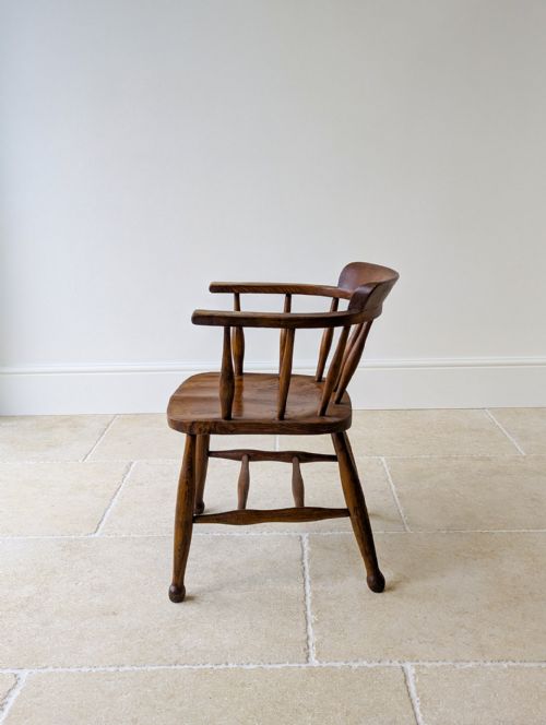 ARTS CRAFTS STYLE ELM AND BEECH DESK CHAIR 1940S - ADDITIONAL PHOTO 5