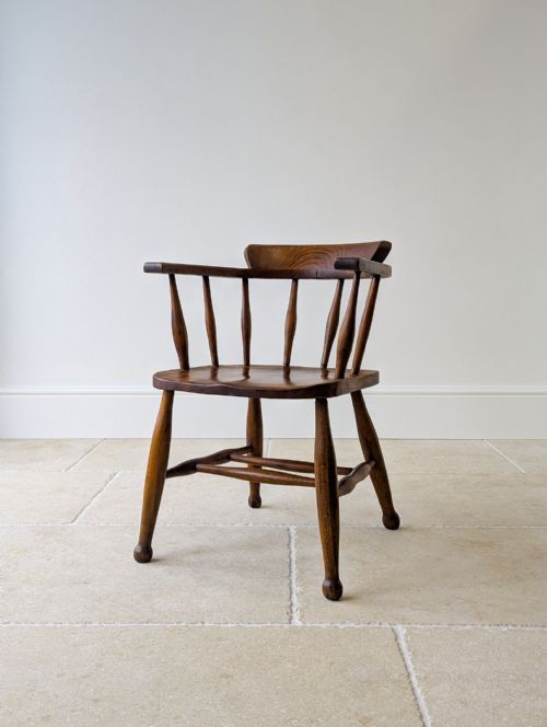 ARTS CRAFTS STYLE ELM AND BEECH DESK CHAIR 1940S - ADDITIONAL PHOTO 9