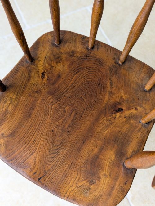 ARTS CRAFTS STYLE ELM AND BEECH DESK CHAIR 1940S - ADDITIONAL PHOTO 10