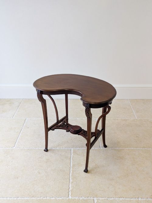 ANTIQUE EDWARDIAN ART NOUVEAU MAHOGANY SIDE TABLE C1900