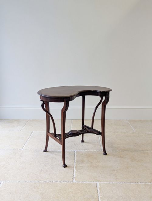 ANTIQUE EDWARDIAN ART NOUVEAU MAHOGANY SIDE TABLE C1900 - ADDITIONAL PHOTO 3