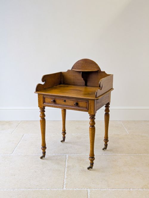 ANTIQUE EARLY VICTORIAN OAK COUNTRY HOUSE GALLERY SIDE TABLE C1840