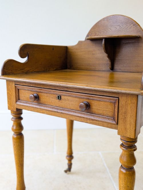 ANTIQUE EARLY VICTORIAN OAK COUNTRY HOUSE GALLERY SIDE TABLE C1840 - ADDITIONAL PHOTO 3