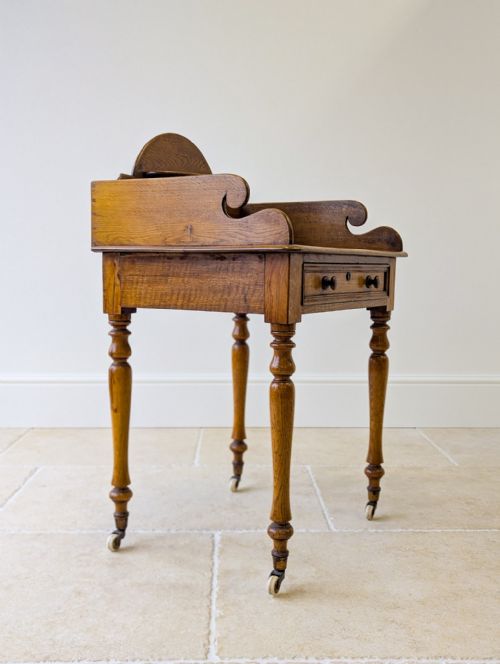 ANTIQUE EARLY VICTORIAN OAK COUNTRY HOUSE GALLERY SIDE TABLE C1840 - ADDITIONAL PHOTO 8