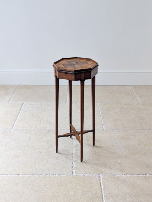ANTIQUE GEORGIAN MAHOGANY OCTAGONAL SHERATON URN STAND C1780 - ADDITIONAL PHOTO 1