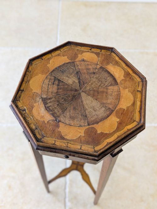 ANTIQUE GEORGIAN MAHOGANY OCTAGONAL SHERATON URN STAND C1780 - ADDITIONAL PHOTO 2