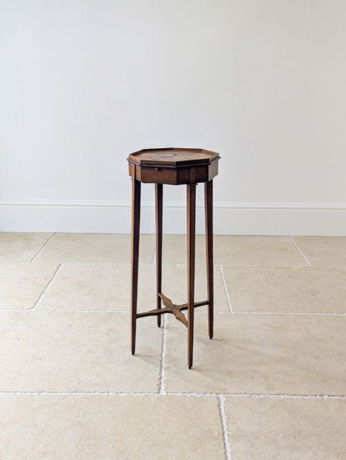 ANTIQUE GEORGIAN MAHOGANY OCTAGONAL SHERATON URN STAND C1780 - ADDITIONAL PHOTO 3