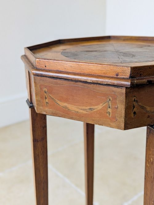 ANTIQUE GEORGIAN MAHOGANY OCTAGONAL SHERATON URN STAND C1780 - ADDITIONAL PHOTO 9