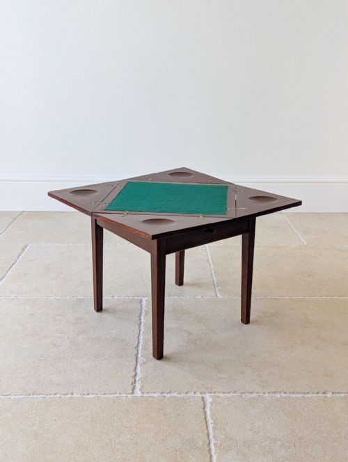 ANTIQUE EDWARDIAN MAHOGANY DIMINUTIVE ENVELOPE CARD TABLE C1910