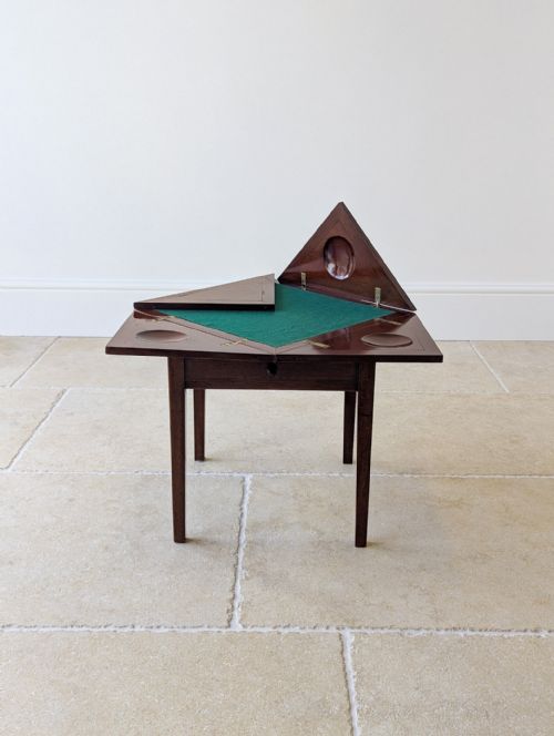ANTIQUE EDWARDIAN MAHOGANY DIMINUTIVE ENVELOPE CARD TABLE C1910 - ADDITIONAL PHOTO 4