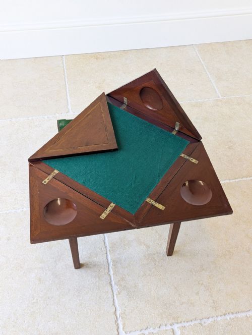 ANTIQUE EDWARDIAN MAHOGANY DIMINUTIVE ENVELOPE CARD TABLE C1910 - ADDITIONAL PHOTO 6