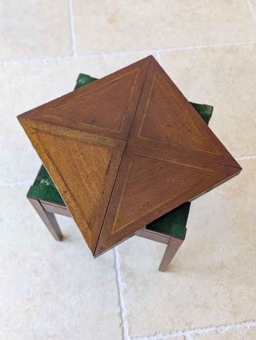 ANTIQUE EDWARDIAN MAHOGANY DIMINUTIVE ENVELOPE CARD TABLE C1910 - ADDITIONAL PHOTO 7