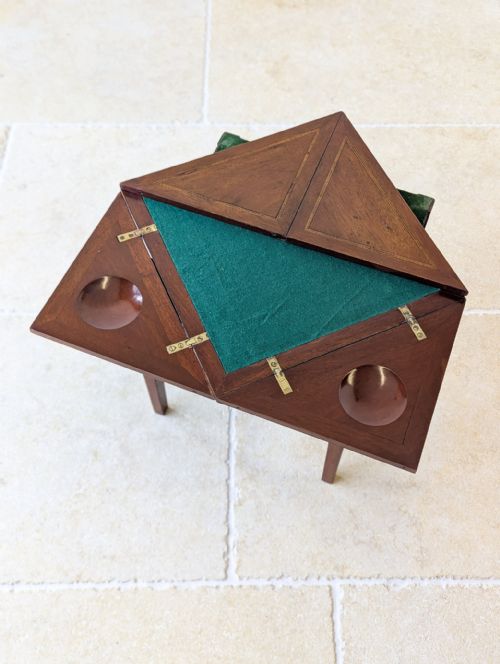 ANTIQUE EDWARDIAN MAHOGANY DIMINUTIVE ENVELOPE CARD TABLE C1910 - ADDITIONAL PHOTO 10