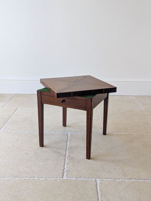 ANTIQUE EDWARDIAN MAHOGANY DIMINUTIVE ENVELOPE CARD TABLE C1910 - ADDITIONAL PHOTO 17