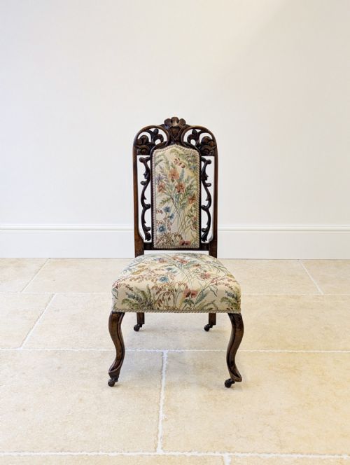 ANTIQUE VICTORIAN WALNUT SALON CHAIR C1880 - ADDITIONAL PHOTO 1