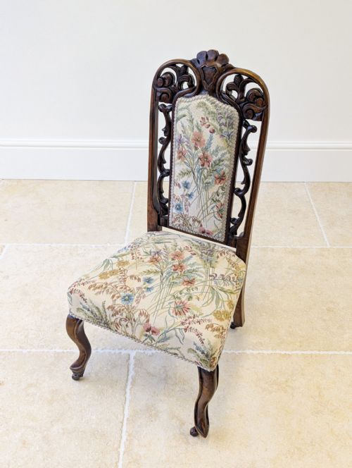 ANTIQUE VICTORIAN WALNUT SALON CHAIR C1880 - ADDITIONAL PHOTO 2