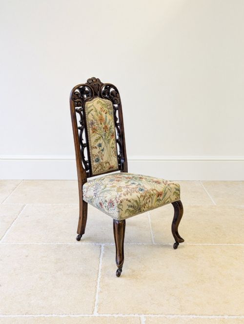 ANTIQUE VICTORIAN WALNUT SALON CHAIR C1880 - ADDITIONAL PHOTO 3
