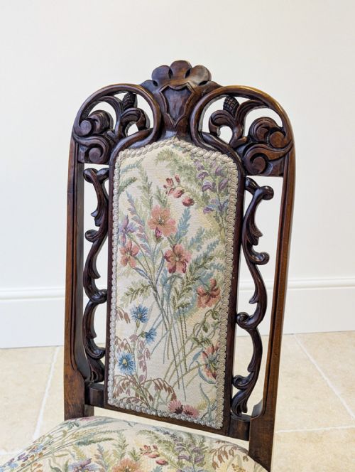 ANTIQUE VICTORIAN WALNUT SALON CHAIR C1880 - ADDITIONAL PHOTO 4
