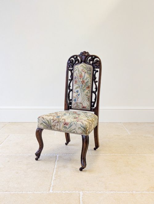 ANTIQUE VICTORIAN WALNUT SALON CHAIR C1880 - ADDITIONAL PHOTO 5