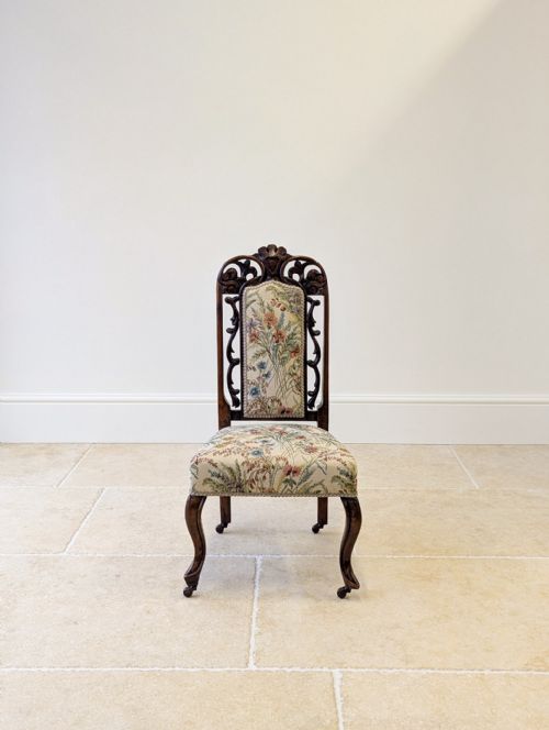 ANTIQUE VICTORIAN WALNUT SALON CHAIR C1880 - ADDITIONAL PHOTO 7