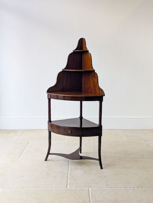 ANTIQUE REGENCY MAHOGANY TIERED CORNER STAND C1820