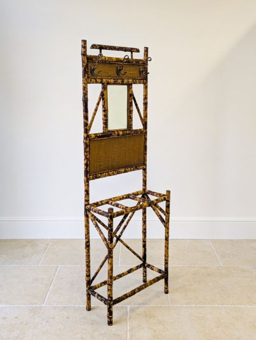 ANTIQUE VICTORIAN AESTHETIC MOVEMENT BAMBOO HALL STAND C1890 - ADDITIONAL PHOTO 3