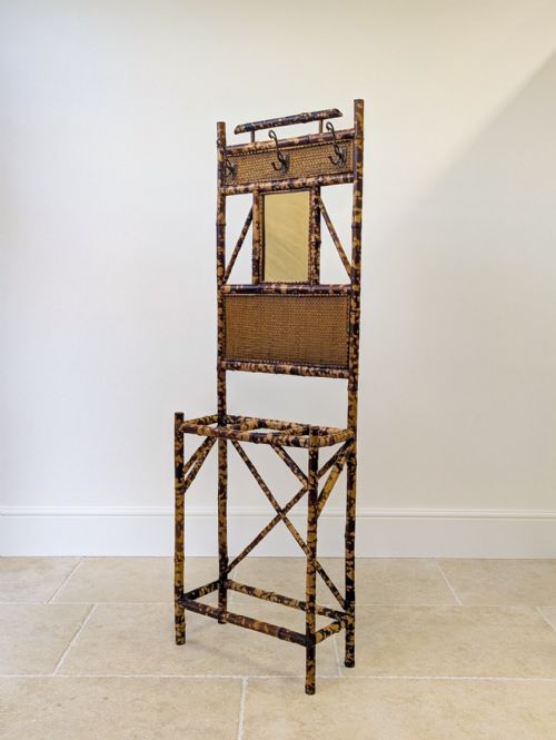 ANTIQUE VICTORIAN AESTHETIC MOVEMENT BAMBOO HALL STAND C1890 - ADDITIONAL PHOTO 5