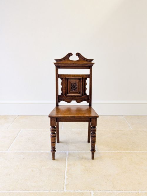 ANTIQUE VICTORIAN OAK HALL CHAIR C1890 - ADDITIONAL PHOTO 1