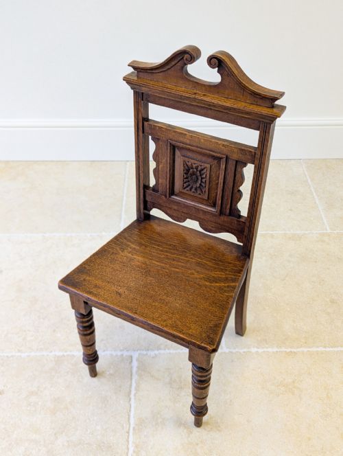 ANTIQUE VICTORIAN OAK HALL CHAIR C1890 - ADDITIONAL PHOTO 2