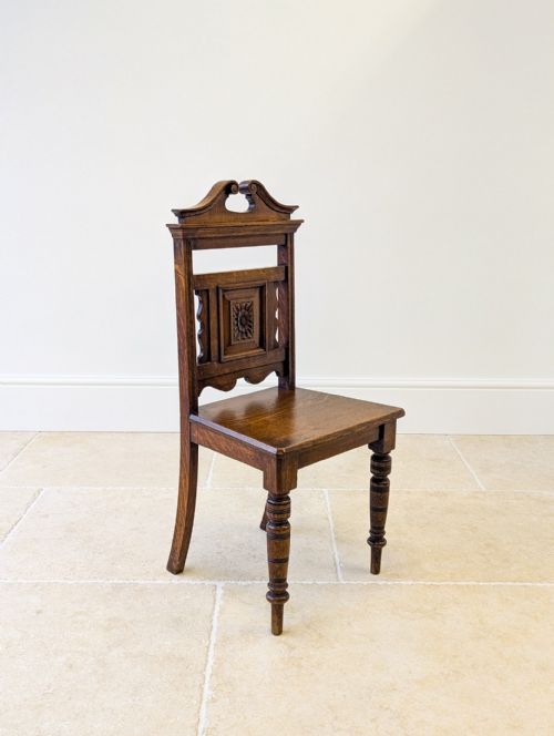 ANTIQUE VICTORIAN OAK HALL CHAIR C1890 - ADDITIONAL PHOTO 3