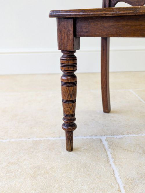 ANTIQUE VICTORIAN OAK HALL CHAIR C1890 - ADDITIONAL PHOTO 5