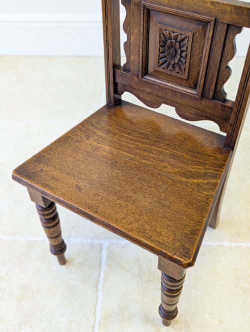 ANTIQUE VICTORIAN OAK HALL CHAIR C1890 - ADDITIONAL PHOTO 6