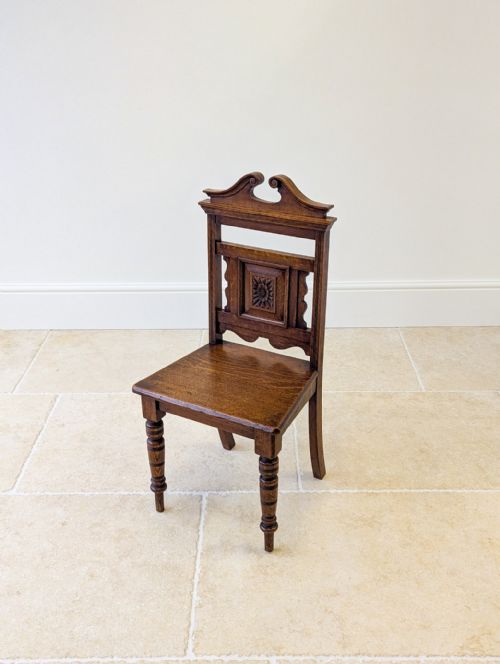 ANTIQUE VICTORIAN OAK HALL CHAIR C1890 - ADDITIONAL PHOTO 7