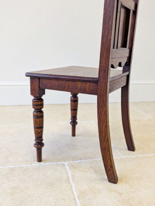 ANTIQUE VICTORIAN OAK HALL CHAIR C1890 - ADDITIONAL PHOTO 11