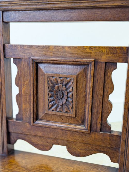 ANTIQUE VICTORIAN OAK HALL CHAIR C1890 - ADDITIONAL PHOTO 12