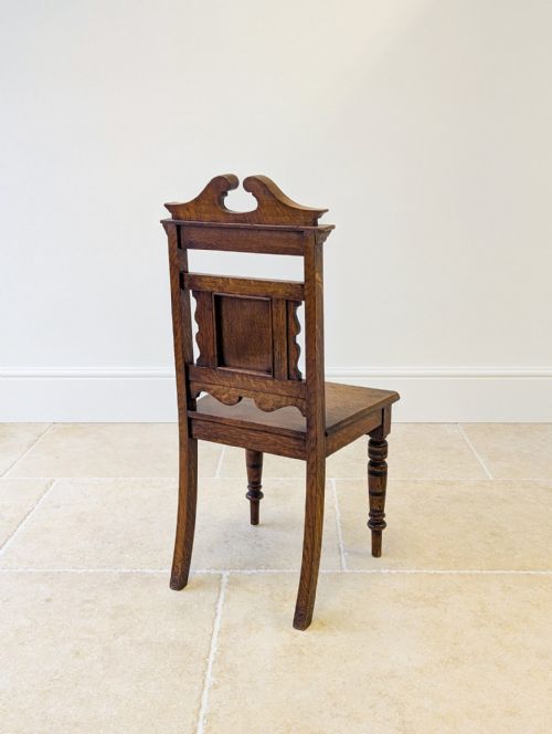 ANTIQUE VICTORIAN OAK HALL CHAIR C1890 - ADDITIONAL PHOTO 14