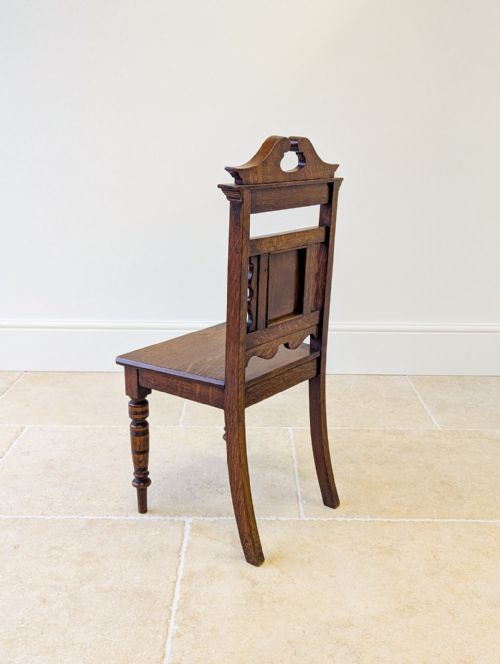 ANTIQUE VICTORIAN OAK HALL CHAIR C1890 - ADDITIONAL PHOTO 15