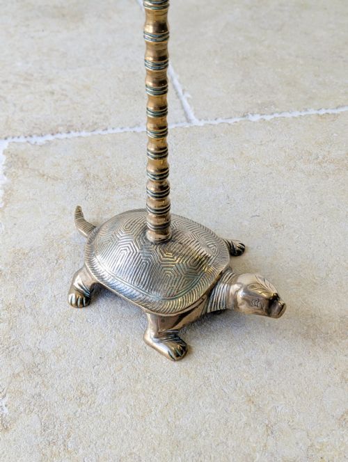 ANTIQUE EARLY 20TH CENTURY BRASS TORTOISE FLOORSTANDING CIGAR STAND C1920 - ADDITIONAL PHOTO 2