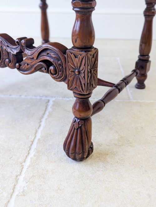 PAIR OF ANTIQUE VICTORIAN WALNUT OPEN ARMCHAIRS C1890 - ADDITIONAL PHOTO 9