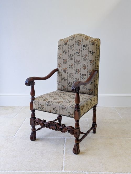 PAIR OF ANTIQUE VICTORIAN WALNUT OPEN ARMCHAIRS C1890 - ADDITIONAL PHOTO 12