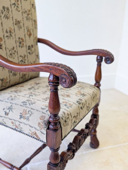 PAIR OF ANTIQUE VICTORIAN WALNUT OPEN ARMCHAIRS C1890 - ADDITIONAL PHOTO 14