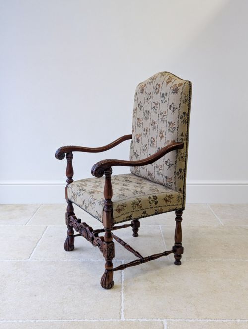 PAIR OF ANTIQUE VICTORIAN WALNUT OPEN ARMCHAIRS C1890 - ADDITIONAL PHOTO 15