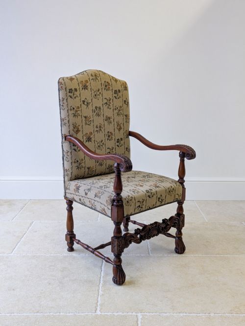 PAIR OF ANTIQUE VICTORIAN WALNUT OPEN ARMCHAIRS C1890 - ADDITIONAL PHOTO 17