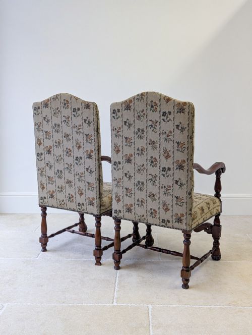 PAIR OF ANTIQUE VICTORIAN WALNUT OPEN ARMCHAIRS C1890 - ADDITIONAL PHOTO 19
